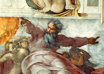 Sixtinische Kapelle Decke: Erschaffung der Sonne und des Mondes, 1508-12 (Detail)